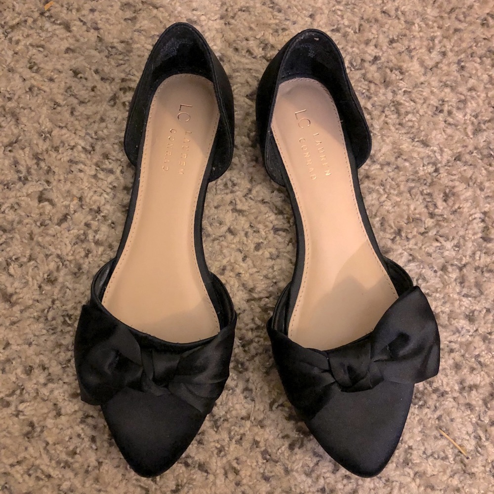 EUC LC Lauren Conrad Black Satin d’Orsay Flats